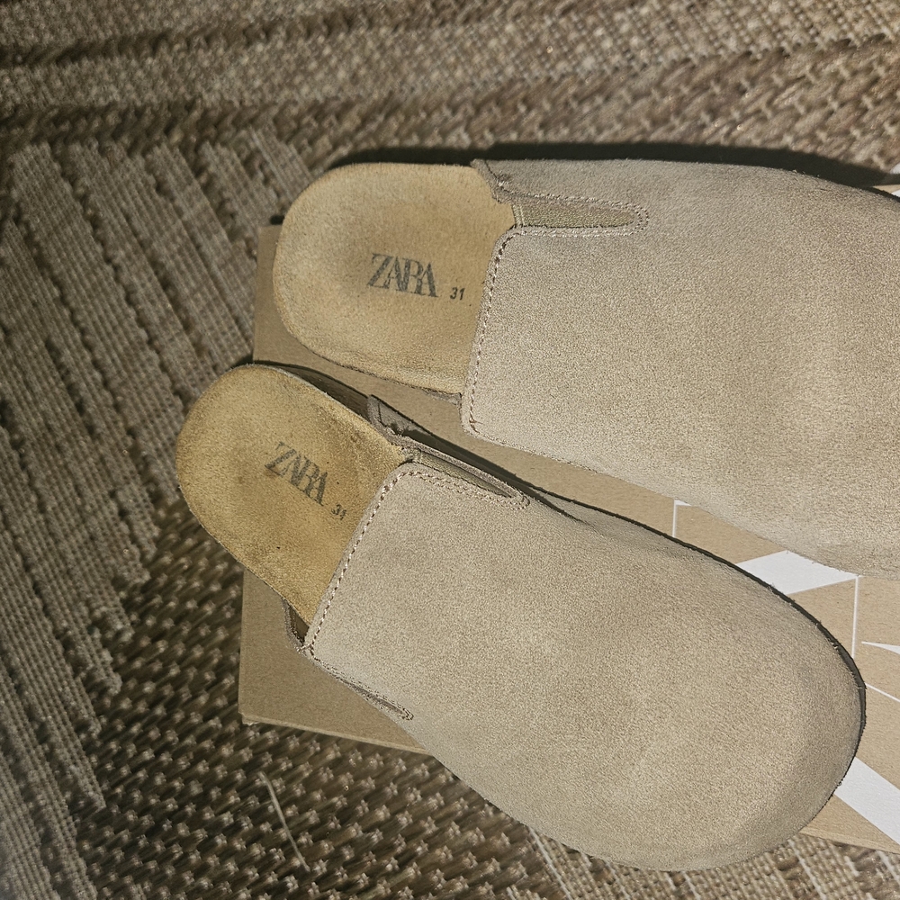 Zara  Tan Suede Slip-On Shoes